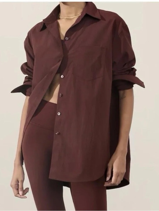 Athleta Tops - Athleta Midday Relaxed Shirt - Garnet Sz XXS